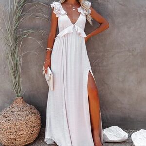 Vici Bone Ruffle Sleeve Maxi Dress Medium